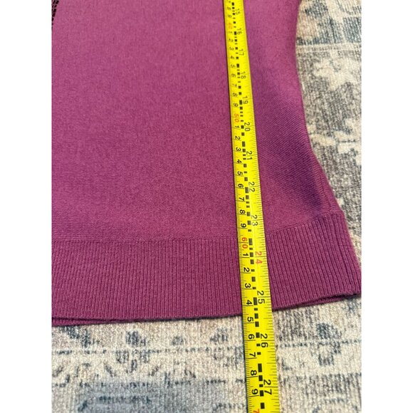 Garnet Hill Women's Wool Silk Blend Purple Sequins Sweater Medium Short Sleeves - Picture 6 of 8